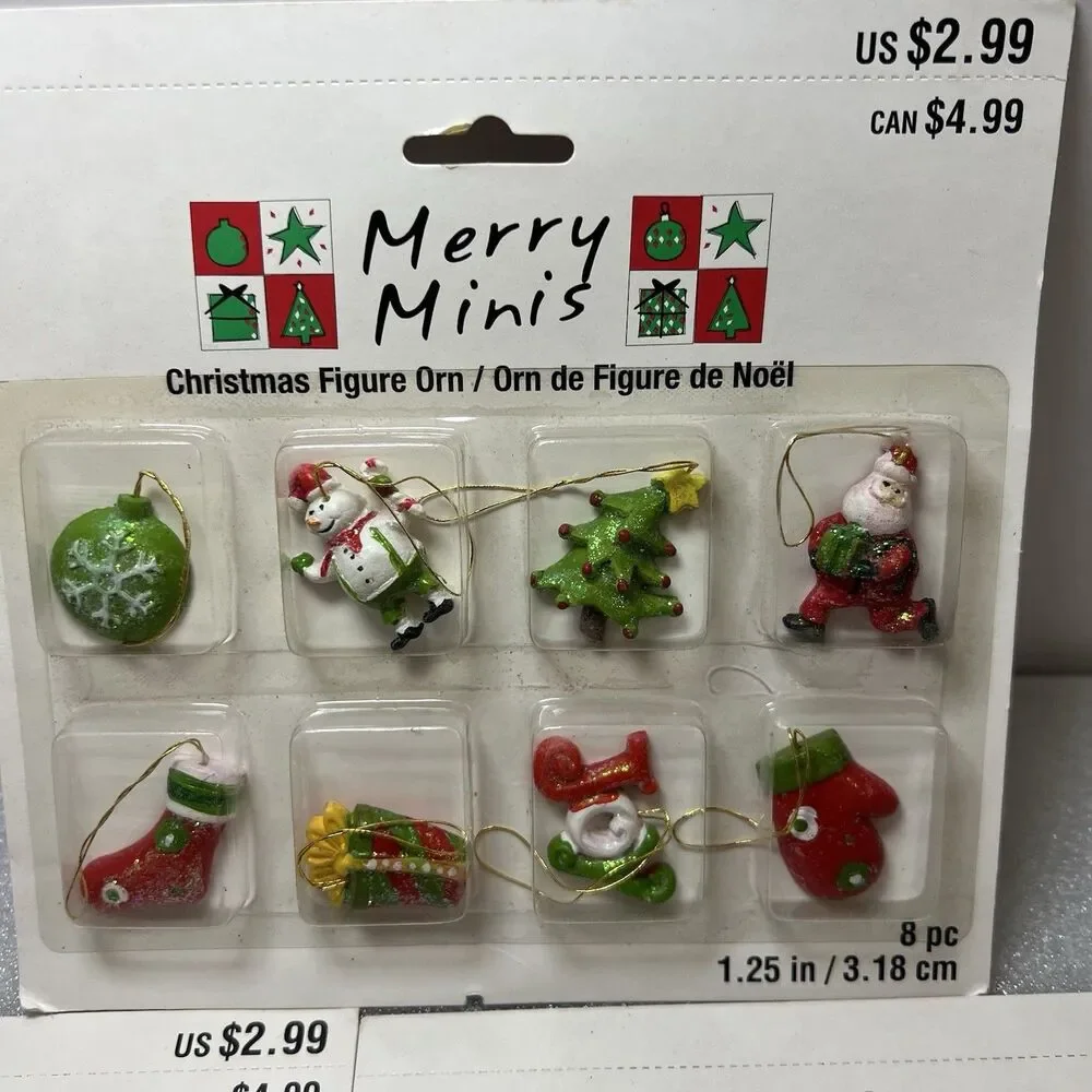 3 Packs Michaels Merry Minis Mini Christmas Tree Ornament Miniature 1.25” 8 Pc